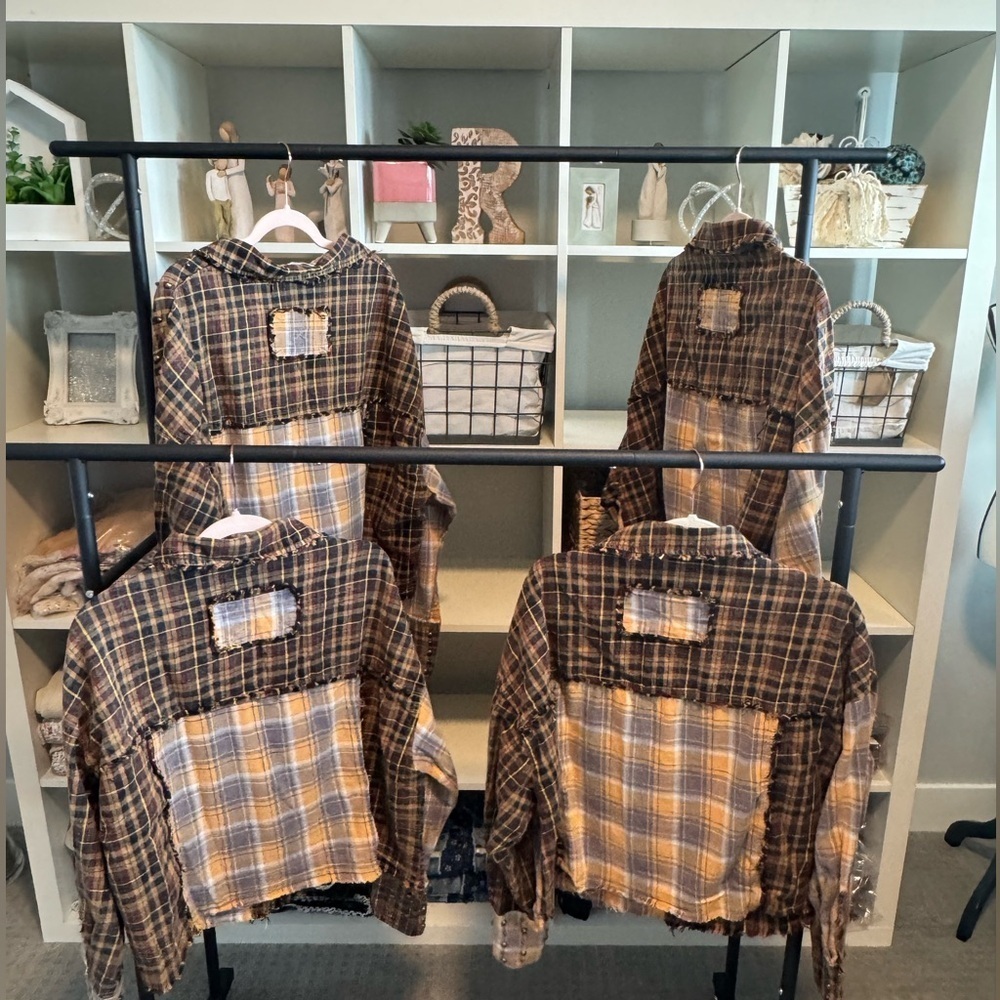 Oli & Hali Studded Patchwork Plaid Shirt - Picture 6 of 11